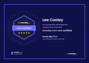 monday.com core cert L Cooley